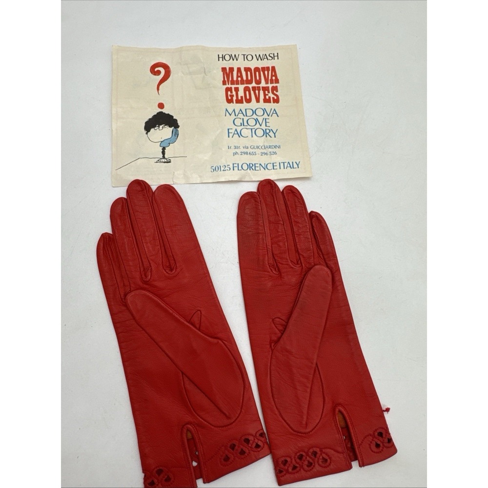 MADOVA FLORENCE Italy Red Madova Leather Gloves 6.5